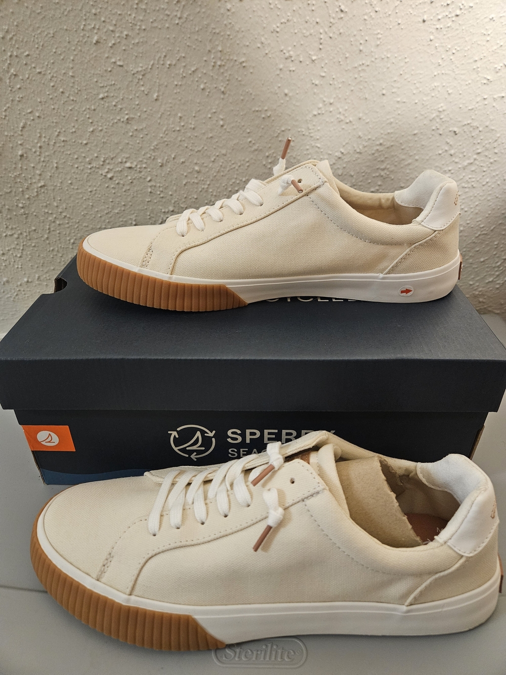 Sperry Bermuda LTT SeaCycled Off White Canvas Lace-Up Sneakers Women's 11 M